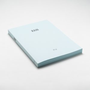 Pages of RAIN notebook have light blue rain colour, design by Noritake